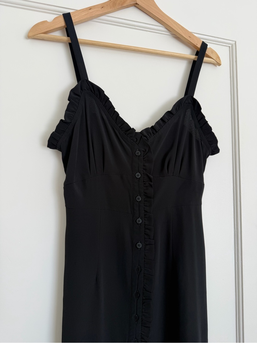 Topshop Black Ruffle-Trim Button-Front Camisole